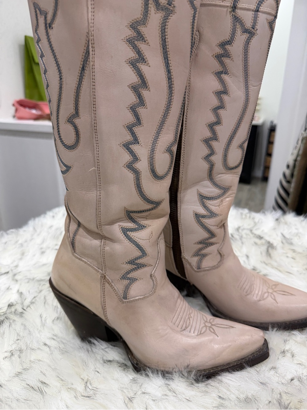 Dan Post Blush Pink Western Knee-High Heeled Boots